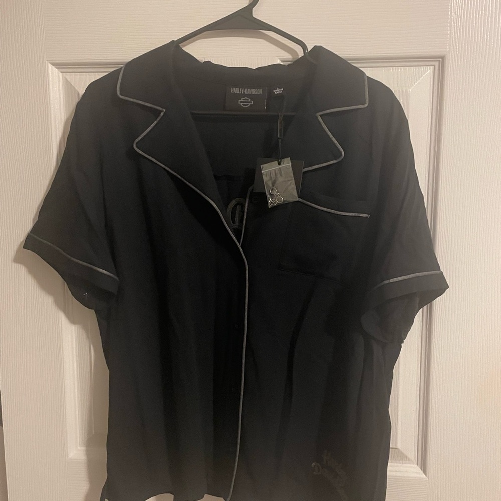 Harley-Davidson Black Shirt Jacket with Silver Piping